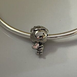 Sterling Silver Little Boy with Pink Enamel Heart Charm